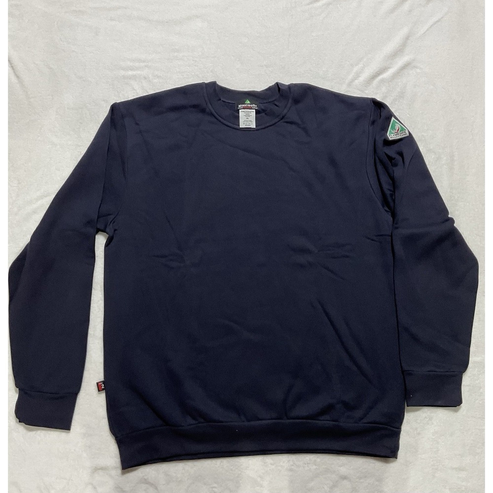 Flamesafe Maxisoft FR Sweatshirt Crewneck Navy Blue Men's XL Flame Resistant